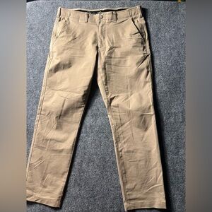 Eddie Bauer Men’s Chino Pants 38X32 Casual Khaki  Tan Elastic Band  Cotton Blend